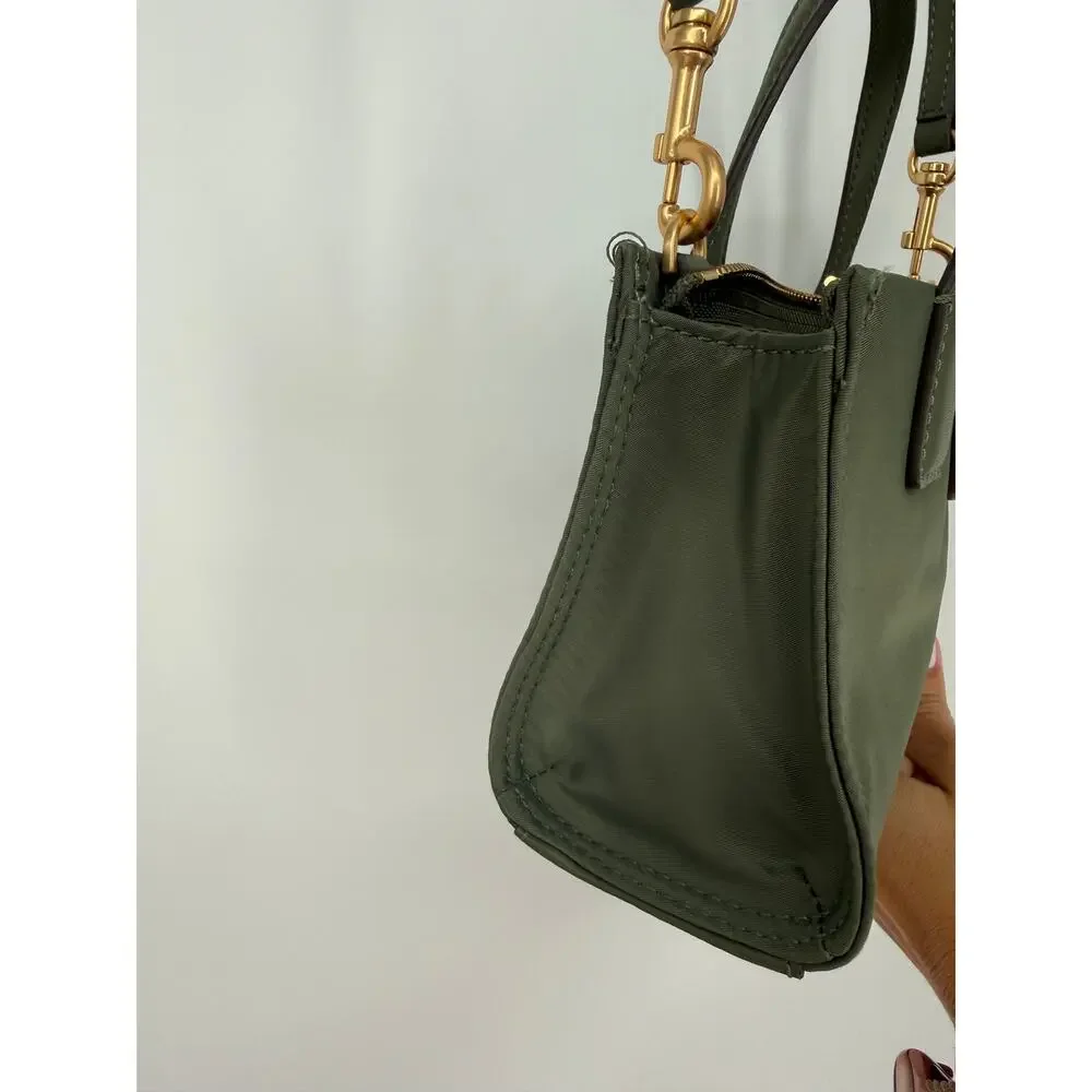 Tory Burch Ella Nylon Mini Baby Tote Purse Crossbody Strap Olive Palm Green